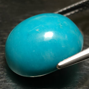 12.16캐럿 천연 블루 터키석, 타원형 컷, 14.5×12.8 mm, 불투명체