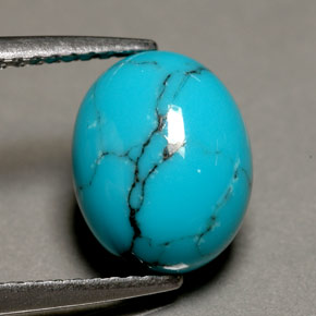 1.93캐럿 천연 블루 터키석, 타원형 컷, 10.1×8.1 mm, 불투명체