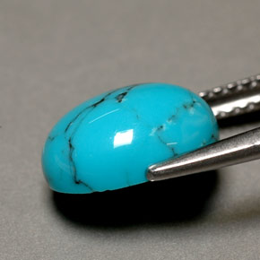 1.93캐럿 천연 블루 터키석, 타원형 컷, 10.1×8.1 mm, 불투명체