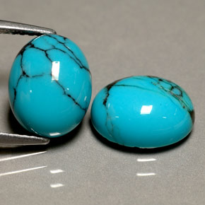 캐럿 천연 파란색 터키 옥 보석, 타원형 컷, 불투명체