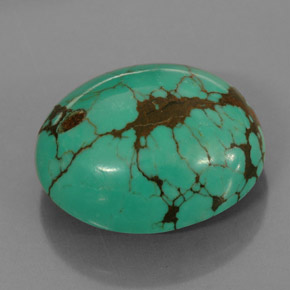 15.63캐럿 천연 블루 그린 터키석, 타원형 컷, 18.5×15.3 mm, 불투명체