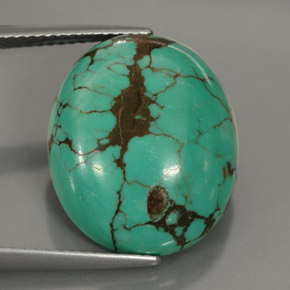15.63캐럿 천연 블루 그린 터키석, 타원형 컷, 18.5×15.3 mm, 불투명체