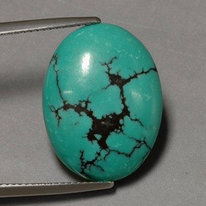 12.26캐럿 천연 그린 터키석, 타원형 컷, 20.7×15.8 mm, 불투명체