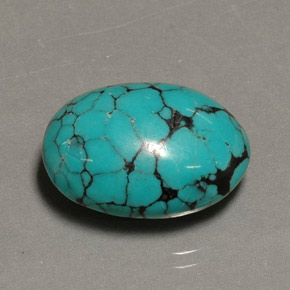 12.98캐럿 천연 블루 터키석, 타원형 컷, 18.5×13.4 mm, 불투명체