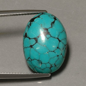 12.98캐럿 천연 블루 터키석, 타원형 컷, 18.5×13.4 mm, 불투명체