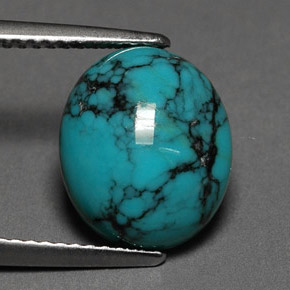 3.00캐럿 천연 블루 터키석, 타원형 컷, 11.9×10.1 mm, 불투명체