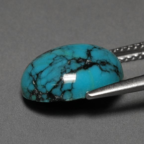 3.00캐럿 천연 블루 터키석, 타원형 컷, 11.9×10.1 mm, 불투명체