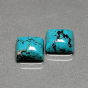 캐럿 천연 블루 터키석 보석, 스퀘어, 8×7.9 mm, 불투명체