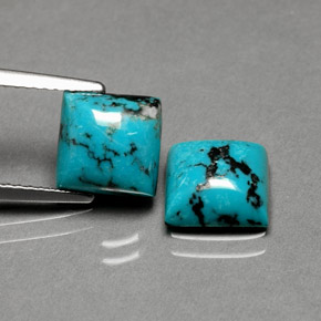 캐럿 천연 블루 터키석 보석, 스퀘어, 8×7.9 mm, 불투명체