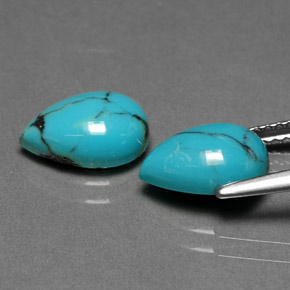 캐럿 천연 파란색 터키 옥 보석, 배 모양, 불투명체