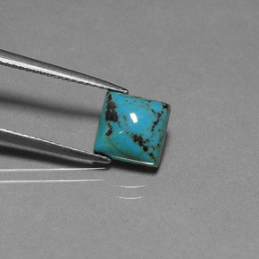1.86캐럿 천연 블루 터키석, 스퀘어, 8.1×7.9 mm, 불투명체