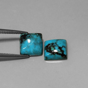 캐럿 천연 블루 터키석 보석, 스퀘어, 8×7.9 mm, 불투명체