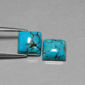 캐럿 천연 블루 터키석 보석, 스퀘어, 8×7.9 mm, 불투명체