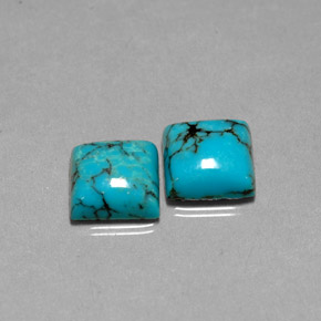 캐럿 천연 블루 터키석 보석, 스퀘어, 8×7.9 mm, 불투명체
