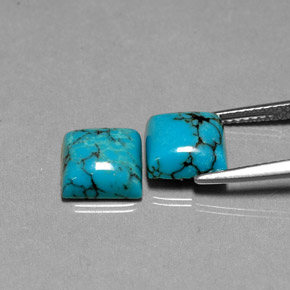 캐럿 천연 블루 터키석 보석, 스퀘어, 8×7.9 mm, 불투명체