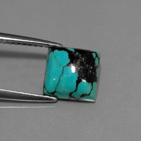 1.65캐럿 천연 녹청색 터키석, 스퀘어, 8.1×7.9 mm, 불투명체