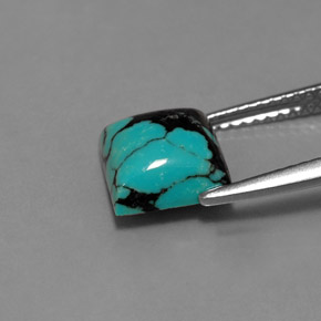 1.65캐럿 천연 녹청색 터키석, 스퀘어, 8.1×7.9 mm, 불투명체