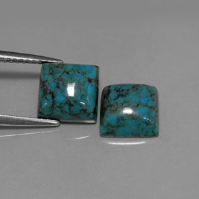 캐럿 천연 녹청색 터키석 보석, 스퀘어, 8.1×8.1 mm, 불투명체