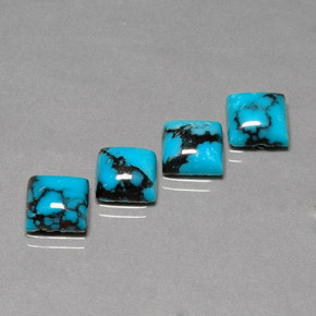 캐럿 천연 블루 터키석 보석, 스퀘어, 7.9×7.8 mm, 불투명체