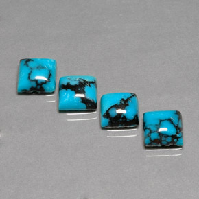 캐럿 천연 블루 터키석 보석, 스퀘어, 7.9×7.8 mm, 불투명체