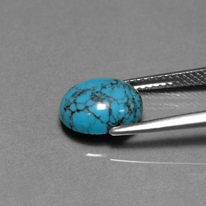1.91캐럿 천연 블루 터키석, 타원형 컷, 10×8.1 mm, 불투명체