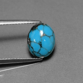 1.79캐럿 천연 블루 터키석, 타원형 컷, 10.1×8.1 mm, 불투명체