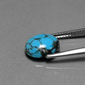 1.79캐럿 천연 블루 터키석, 타원형 컷, 10.1×8.1 mm, 불투명체