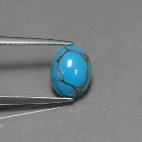 1.25캐럿 천연 블루 터키석, 타원형 컷, 9×7.1 mm, 불투명체