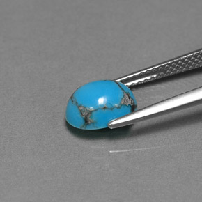 1.25캐럿 천연 블루 터키석, 타원형 컷, 9×7.1 mm, 불투명체