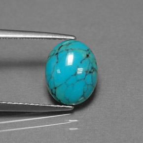 1.93캐럿 천연 블루 터키석, 타원형 컷, 10×8 mm, 불투명체
