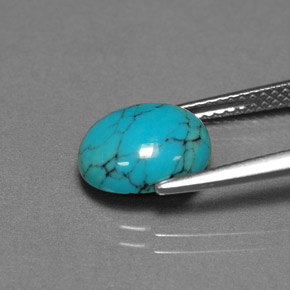 1.93캐럿 천연 블루 터키석, 타원형 컷, 10×8 mm, 불투명체