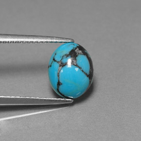 1.44캐럿 천연 블루 터키석, 타원형 컷, 10×8 mm, 불투명체