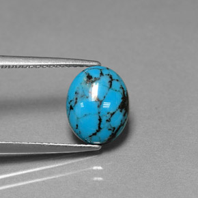 1.55캐럿 천연 블루 터키석, 타원형 컷, 9.9×7.9 mm, 불투명체