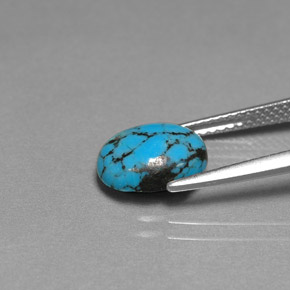 1.55캐럿 천연 블루 터키석, 타원형 컷, 9.9×7.9 mm, 불투명체