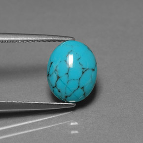 1.70캐럿 천연 블루 터키석, 타원형 컷, 9.8×8 mm, 불투명체