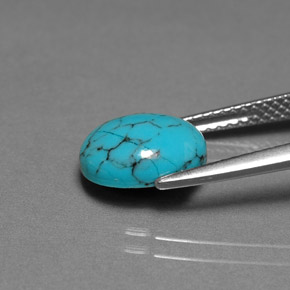 1.70캐럿 천연 블루 터키석, 타원형 컷, 9.8×8 mm, 불투명체