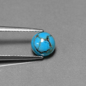 0.96캐럿 천연 블루 그린 터키 옥, 라운드 컷, 불투명체