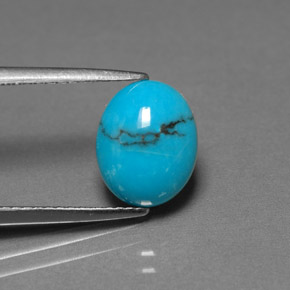 1.91캐럿 천연 블루 터키석, 타원형 컷, 10×8.1 mm, 불투명체