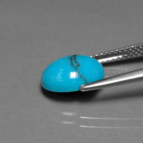 1.91캐럿 천연 블루 터키석, 타원형 컷, 10×8.1 mm, 불투명체