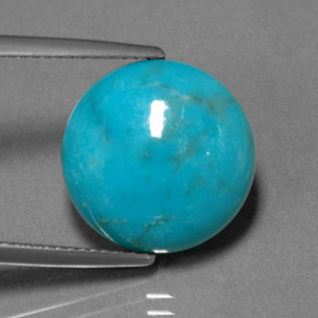 7.15캐럿 천연 블루 그린 터키석, 라운드 컷, 14.03 mm, 불투명체