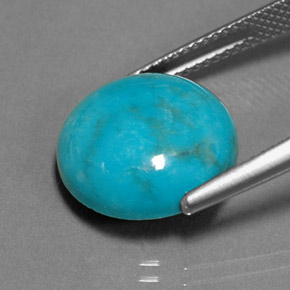 7.15캐럿 천연 블루 그린 터키석, 라운드 컷, 14.03 mm, 불투명체