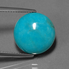 7.27캐럿 천연 블루 그린 터키석, 라운드 컷, 14.06 mm, 불투명체