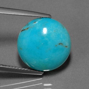 6.89캐럿 천연 블루 그린 터키석, 라운드 컷, 14.04 mm, 불투명체