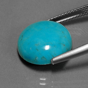 7.02캐럿 천연 블루 그린 터키석, 라운드 컷, 14.03 mm, 불투명체