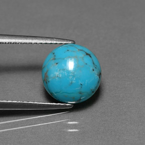 2.58캐럿 천연 블루 터키석, 라운드 컷, 9.88 mm, 불투명체