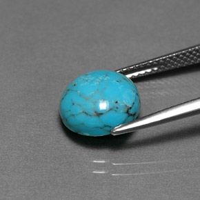 2.58캐럿 천연 블루 터키석, 라운드 컷, 9.88 mm, 불투명체