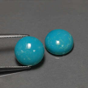 캐럿 천연 블루 그린 터키석 보석, 라운드 컷, 9.97 mm, 불투명체