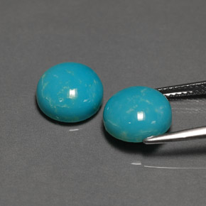 캐럿 천연 블루 그린 터키석 보석, 라운드 컷, 9.97 mm, 불투명체