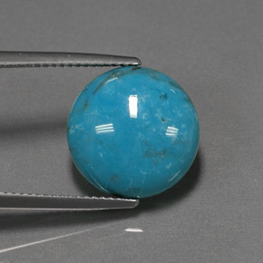 6.37캐럿 천연 블루 터키석, 라운드 컷, 14.05 mm, 불투명체