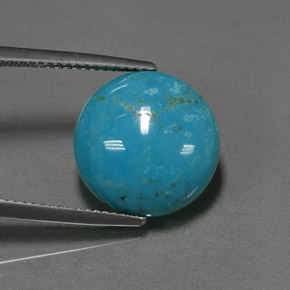 6.36캐럿 천연 블루 터키석, 라운드 컷, 14.02 mm, 불투명체